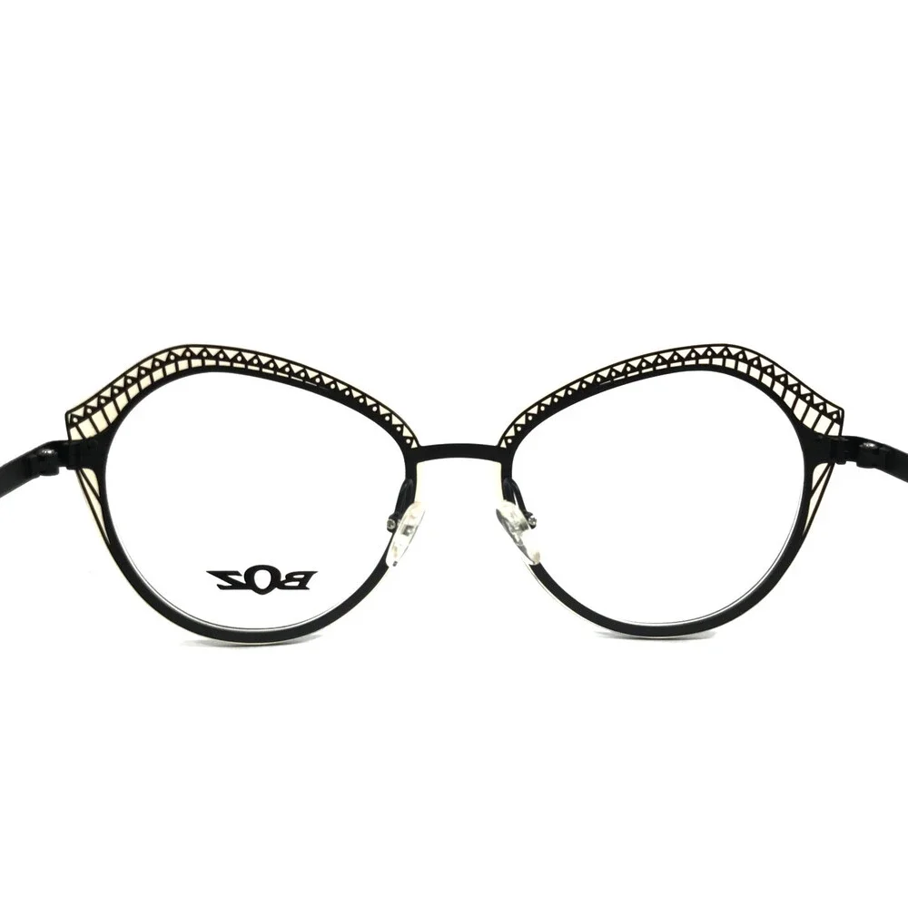 BOZ Eyeglasses Frames IVETTE 5000 Black Clear Beige Cat Eye Full Rim 52-18-140